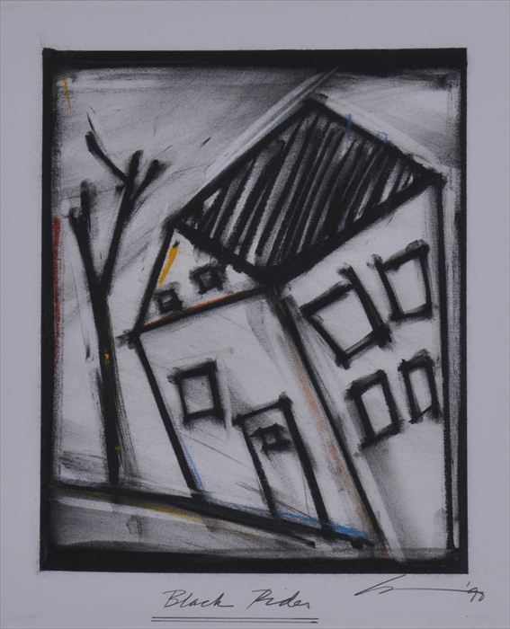 Appraisal: ROBERT WILSON b BLACK RIDER FRANKFURT Mixed media drawing on