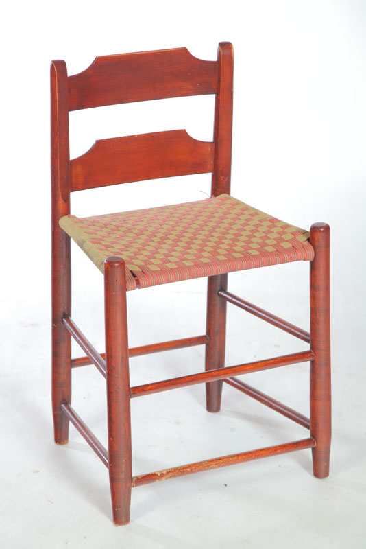 Appraisal: SHAKER DINING CHAIR From Union Village Ohio nd half th