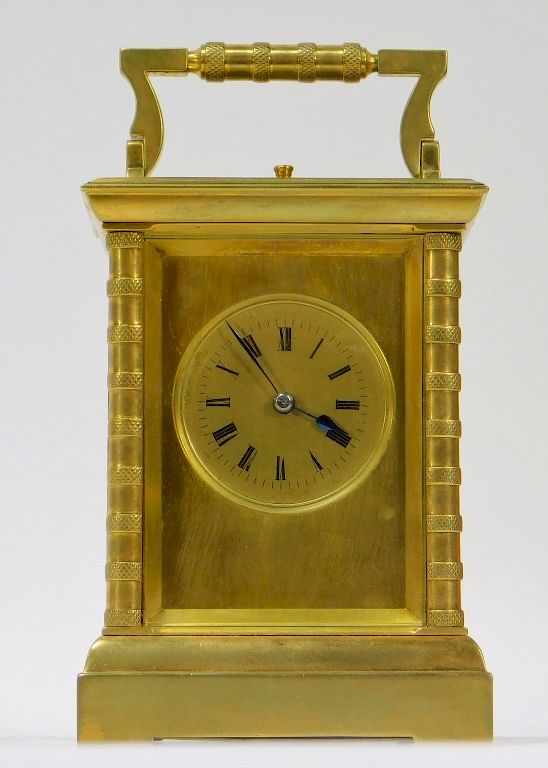 Appraisal: French Gilt Brass Minute Repeater Carriage Clock France Circa Roman