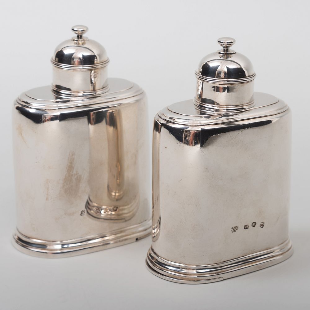 Appraisal: Pair of George II Silver Caddies Marked for London probably