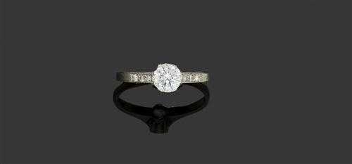 Appraisal: DIAMOND RING Sweden ca White gold Fine solitaire model set