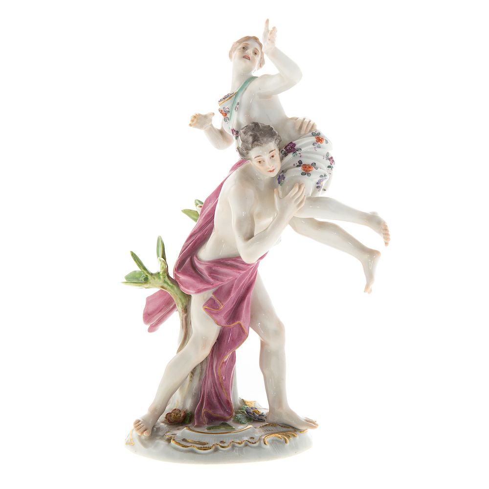 Appraisal: Meissen Porcelain Figural Group circa - underglaze blue crossed swords