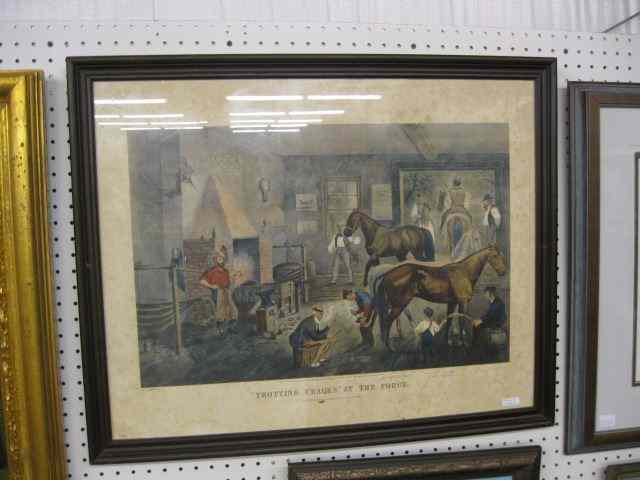 Appraisal: Currier Ives Print ''Trotting Cracks'' atthe forge image area ''