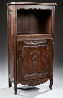 Appraisal: French Louis XV Style Carved Oak Music Cabinet ea French