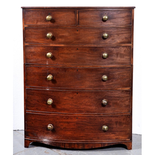 Appraisal: A Regency mahogany tall bow front chest of drawers c