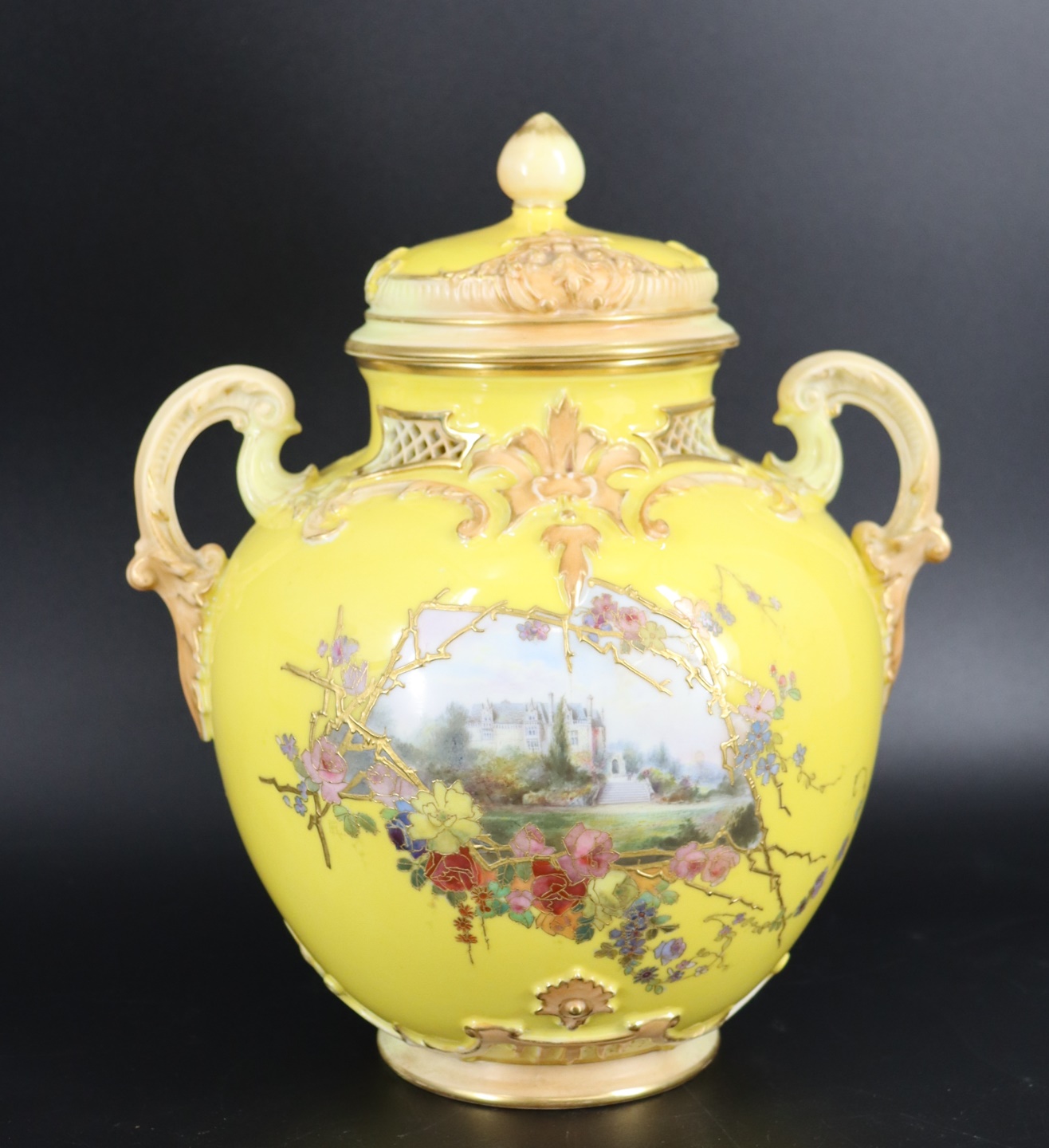 Appraisal: Royal Worcester Lidded Porcelain Urn Tennysons house Surrey From a