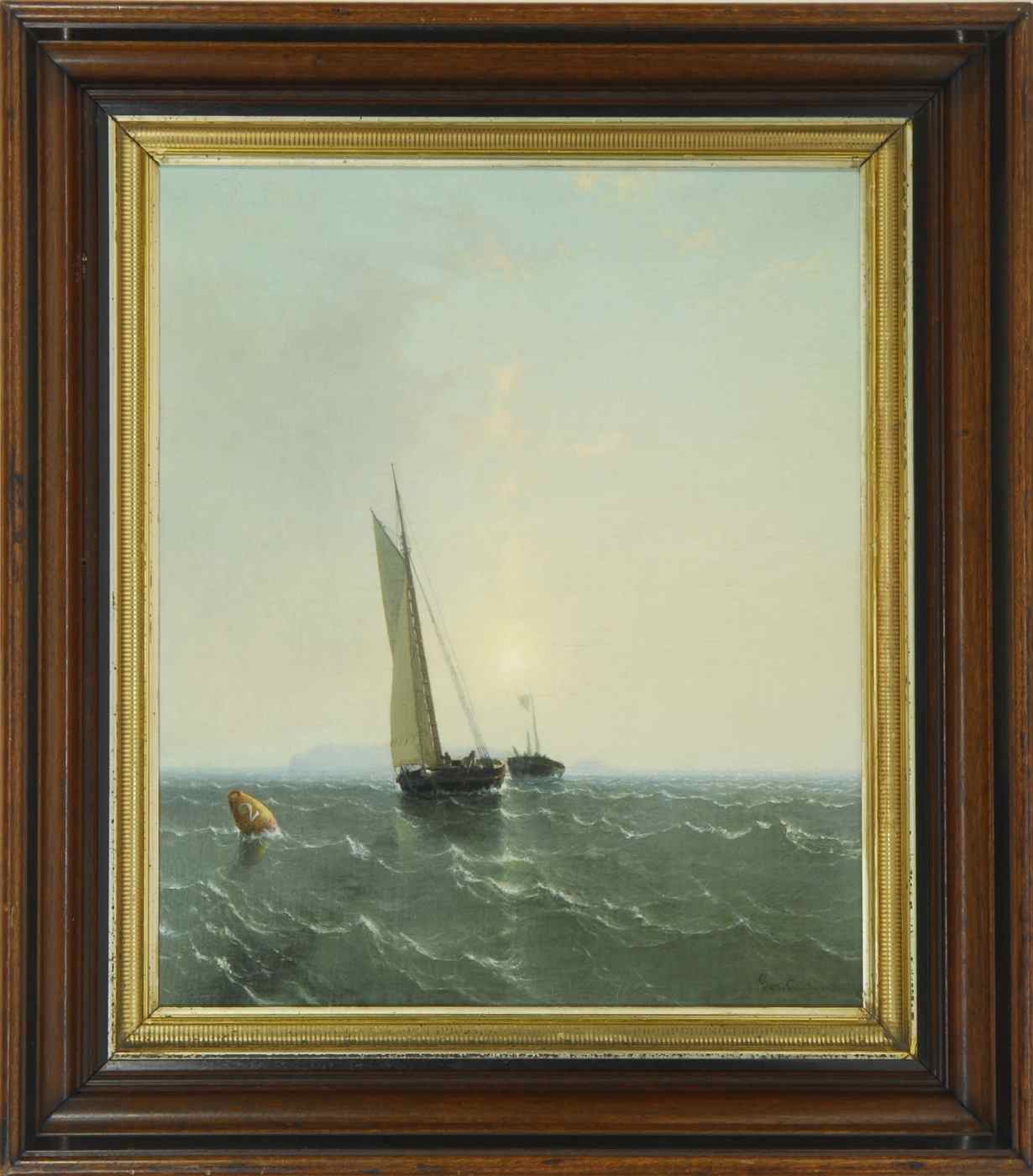 Appraisal: GEORGE O CURTISAmerican - Shipping off the coast at sunrise