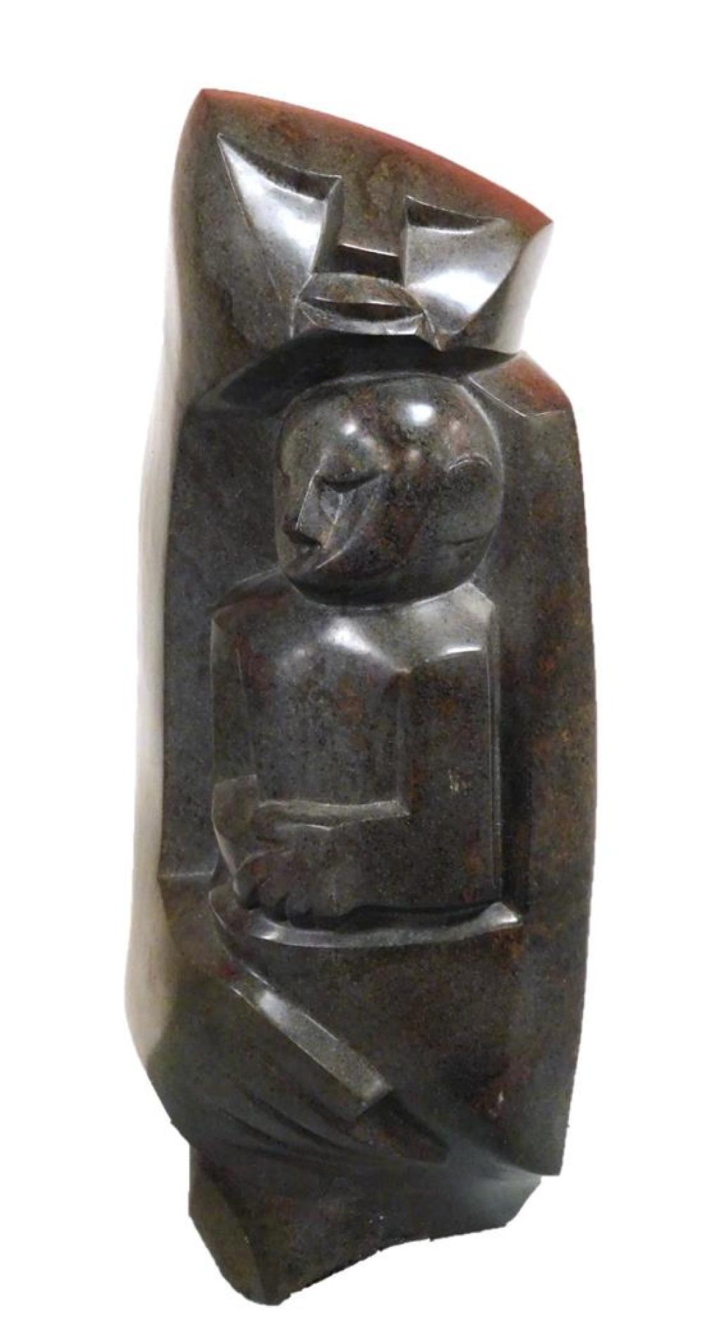 Appraisal: Nicholas Mukomberanwa Zimbabwe - Father and Son carved black serpentine