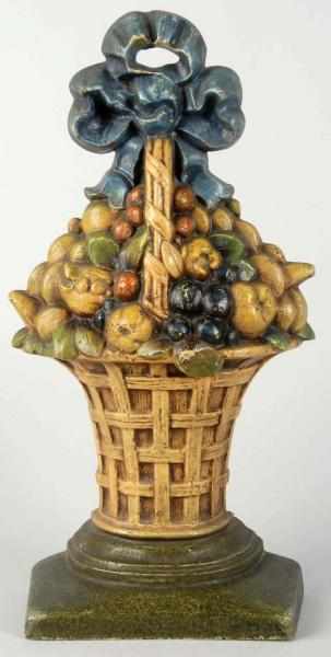 Appraisal: Cast Iron Oversized Basket of Fruit Doorstop Description Judd Company