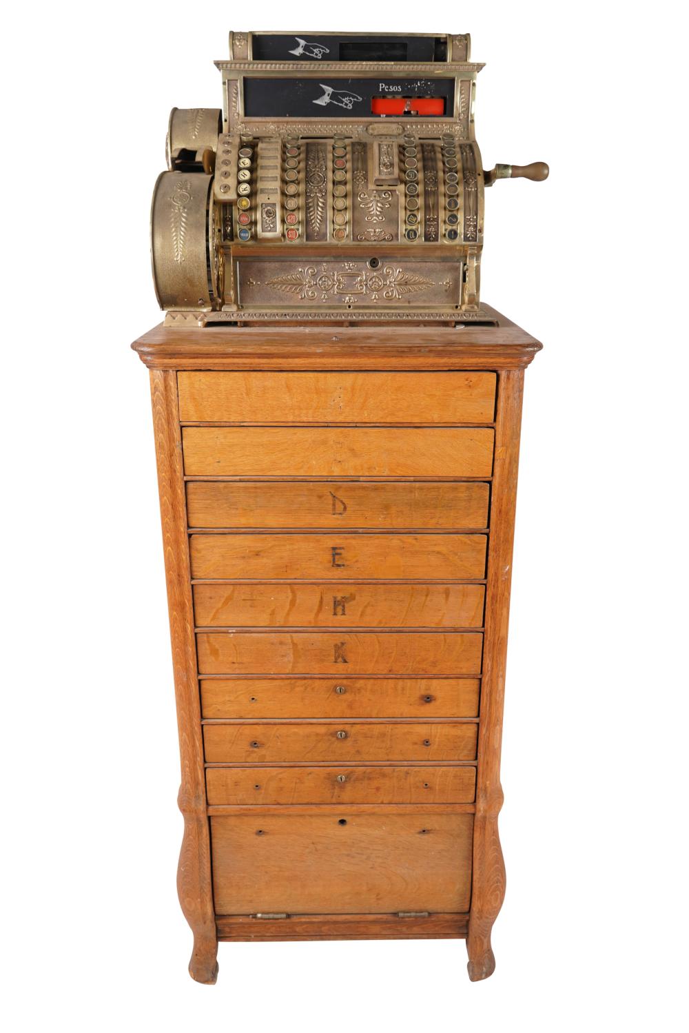 Appraisal: NATIONAL CASH REGISTER ON OAK PEDESTALfor the South American Market