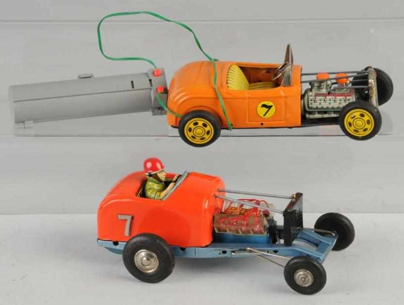 Appraisal: Lot of Tin Hot Rod Battery-Op Toys Description Japanese Working