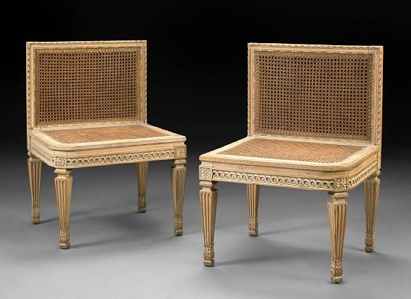 Appraisal: A pair of Louis XVI style beechwood marquis stamped Jansen