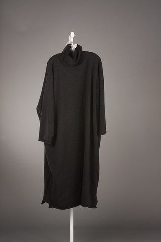 Appraisal: Eskandar charcoal grey long cashmere turtleneck sweater dress - one