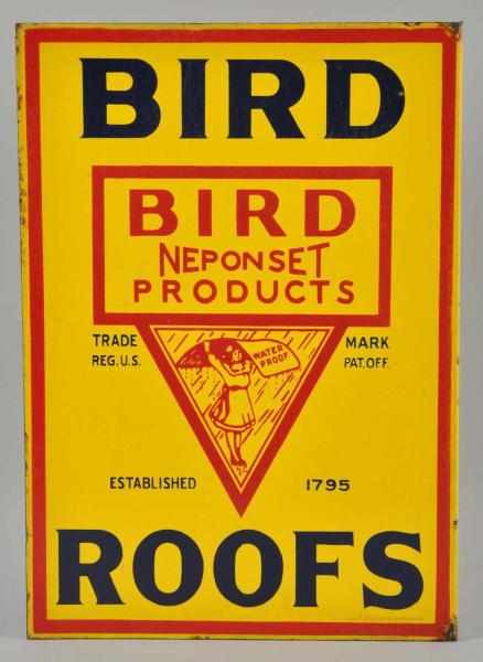 Appraisal: Porcelain Bird Roofs Flange Sign s to s Unusual sign