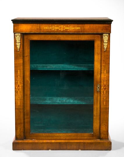 Appraisal: Napoleon III Walnut Vitrine Cabinet late th century the rectangular