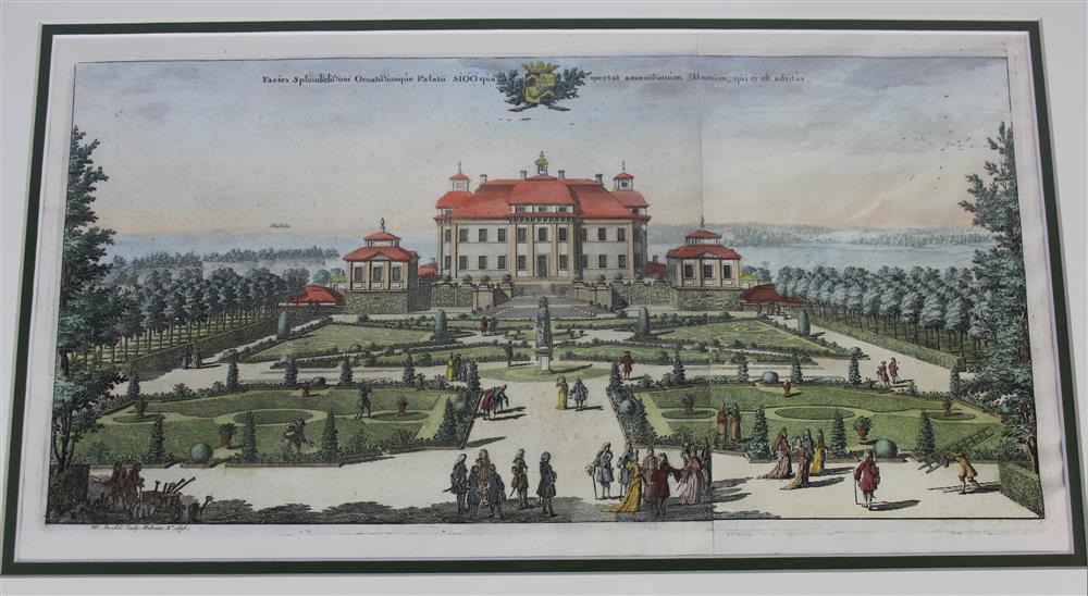 Appraisal: WILLEM SWIDDE DE JONGE DUTCH - PALACE WITH GARDENS Hand-colored