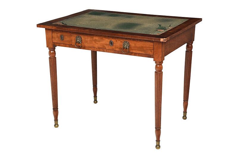 Appraisal: New York Federal Mahogany Writing Table circa with banded mahogany