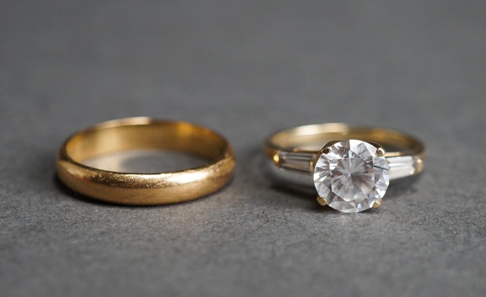 Appraisal: -Karat Yellow-Gold Wedding Band and a -Karat Yellow-Gold and Simulated