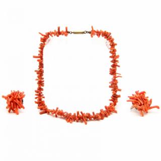 Appraisal: Coral Jewelry Set a choker necklace in and a pair