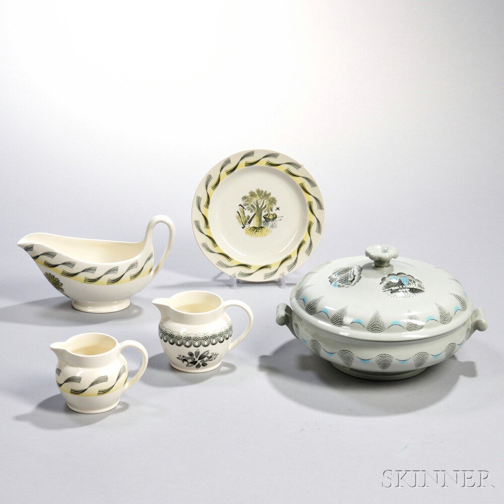 Appraisal: Five Wedgwood Eric Ravilious Design Tableware Items England th century