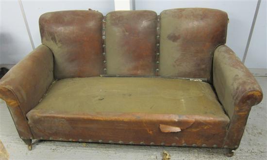 Appraisal: Art Deco leather three seater sofa and matching single chair