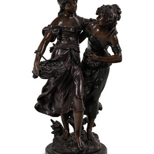 Appraisal: After Auguste Moreau French - Two Young Maidens bronze inscribed