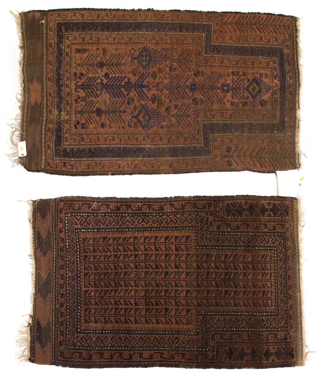 Appraisal: Two Antique Belouch prayer rugs Afghanistan circa sizes are approximately