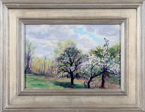 Appraisal: Trees in Spring oil on canvas x relined estate stamp