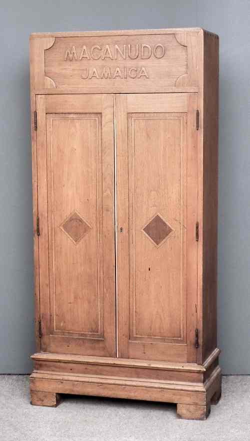 Appraisal: An early th Century hardwood cigar storage cabinet the frieze