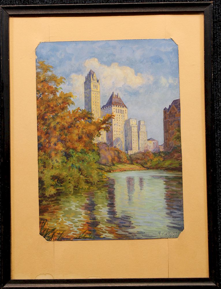 Appraisal: Central Park NYC Watercolor Signed Central Park New York City