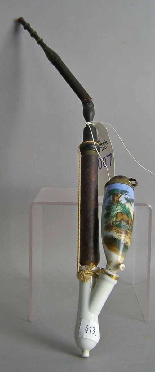 Appraisal: Painted porcelain pipe