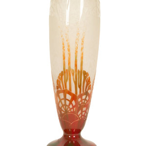 Appraisal: A Le Verre Fran ais Algues Cameo Glass Vase Early