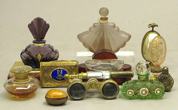 Appraisal: A group of seven glass scent bottles and five lady's