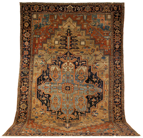 Appraisal: Serapi roomsize rug ca with a blue medallion on a