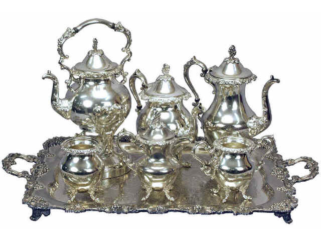 Appraisal: Highly ornate silver plate piece tea and coffee service including