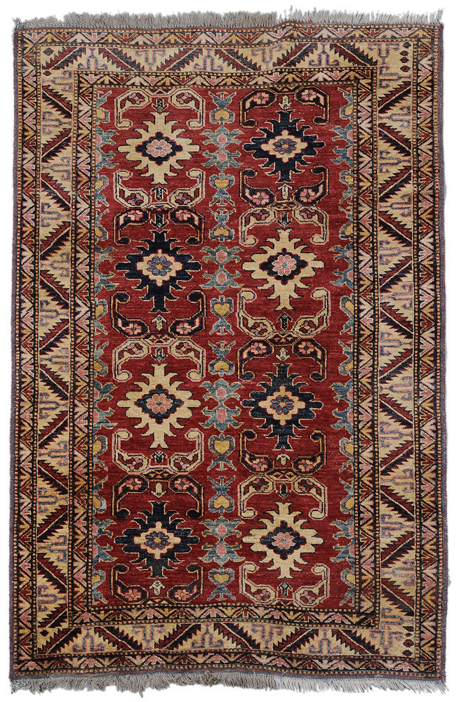 Appraisal: Persian Rug modern repeating hook and star elements on brick-red