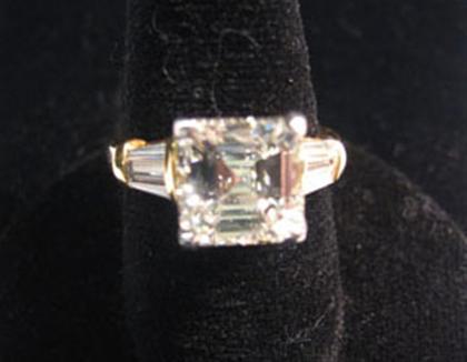 Appraisal: Yellow gold and diamond engagement ring contemporary Set with ascher