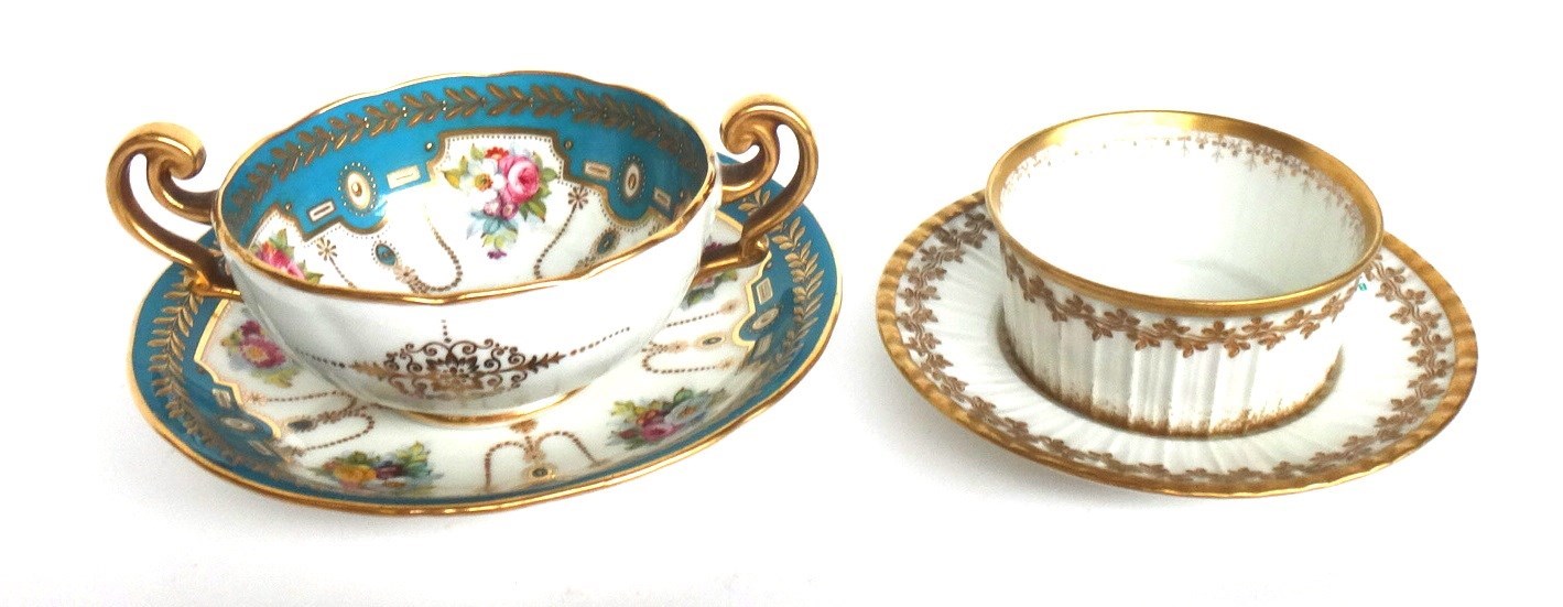 Appraisal: Twelve gilt decorated ramekins and saucers and a set of