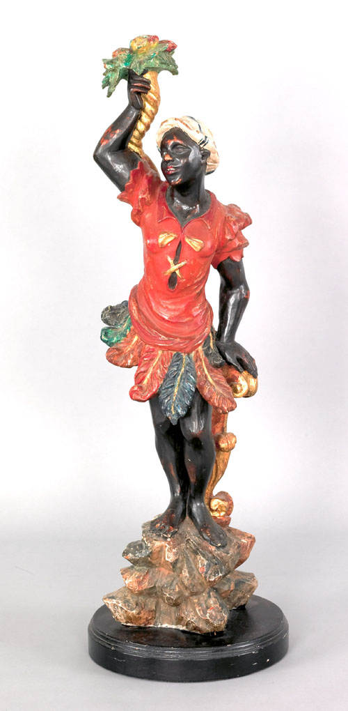 Appraisal: English carved and painted female blackamoor ca h