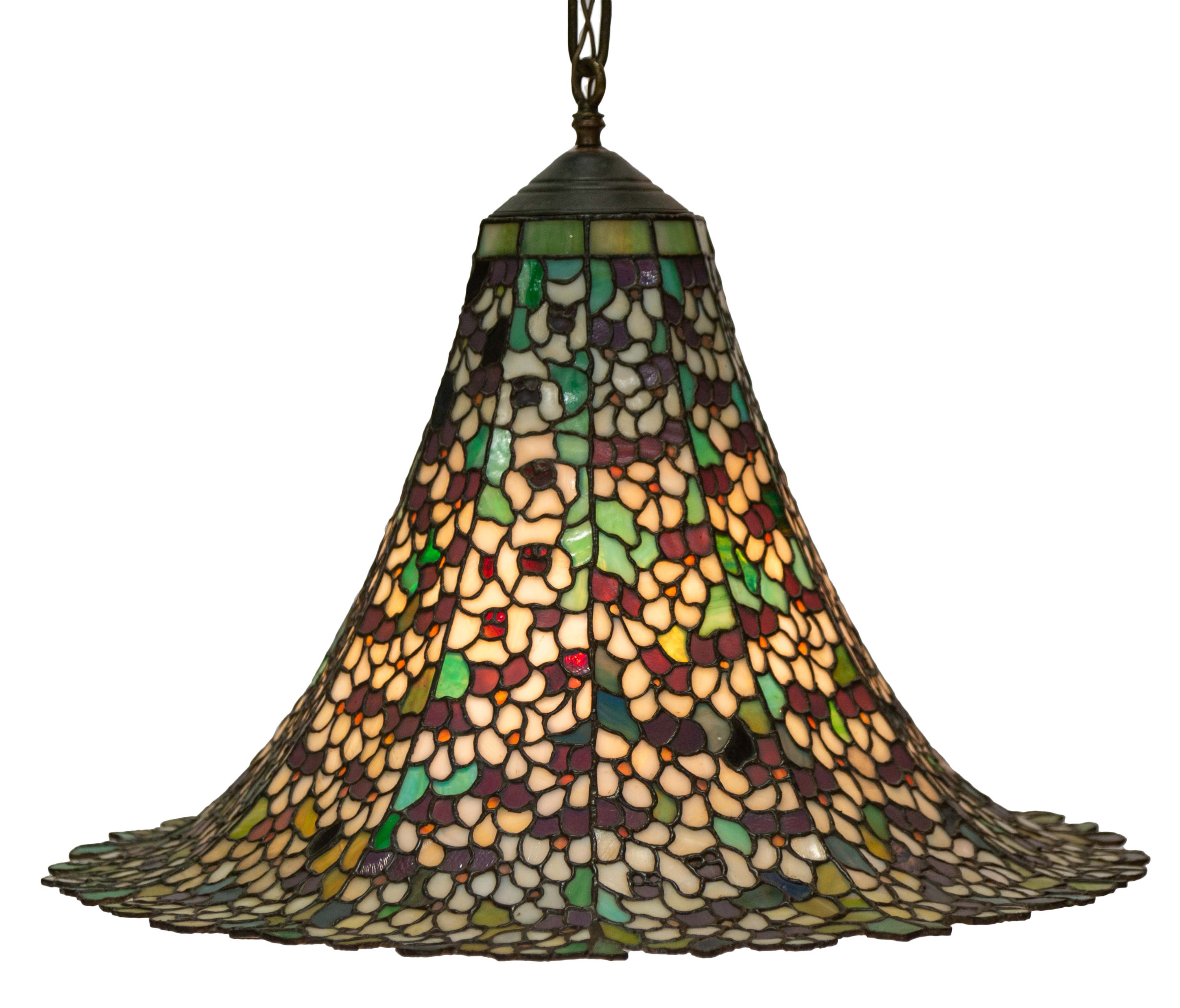 Appraisal: ATTRIBUTED TO ANTHONY HART LEADED GLASS HANGING FIXTURE Early th