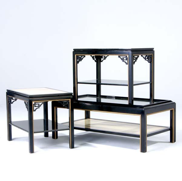 Appraisal: KITTINGER Three black-lacquered tables one coffee- and two side- each