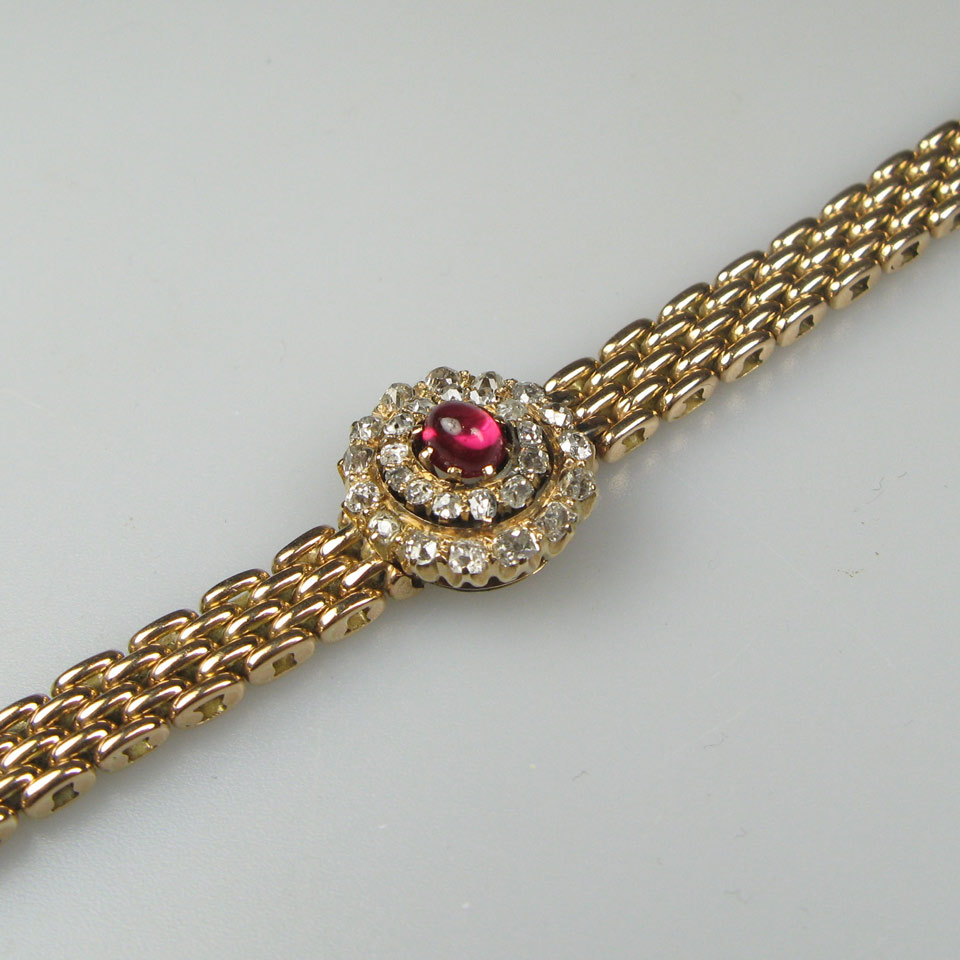 Appraisal: Russian k Yellow Gold Bracelet set with a synthetic ruby