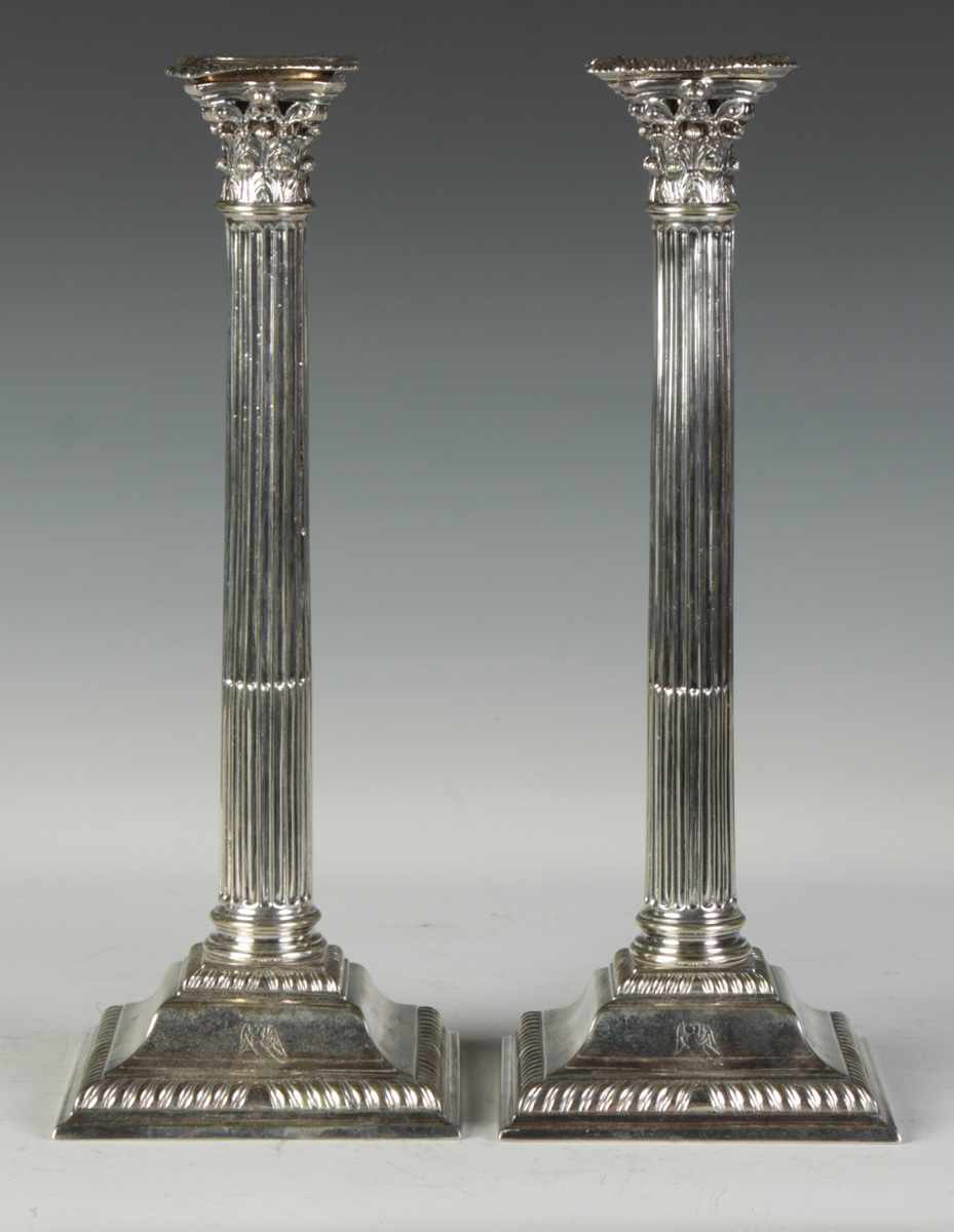 Appraisal: Pair of Silver Classical Candlesticks Fluting gadrooning Dimensions Ht ''E