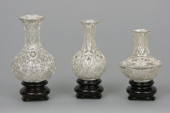 Appraisal: Three Sterling Silver Vases Vases of filigree sterling silver all