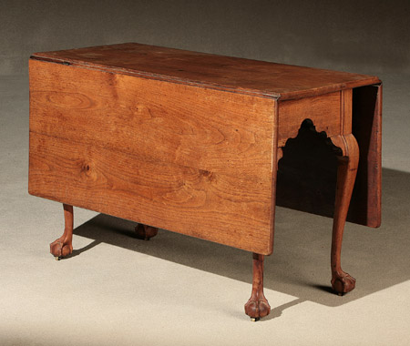 Appraisal: Chippendale Walnut Drop-Leaf Table Pennsylvania - Top reset some repairs