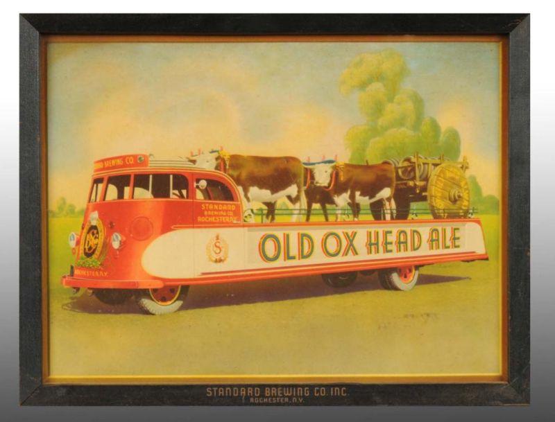 Appraisal: Cardboard Old Ox Head Ale Sign Description Made in Rochester