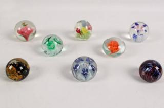 Appraisal: GROUP OF HAND BLOWN FLORAL PAPERWEIGHTS GROUP OF HAND BLOWN