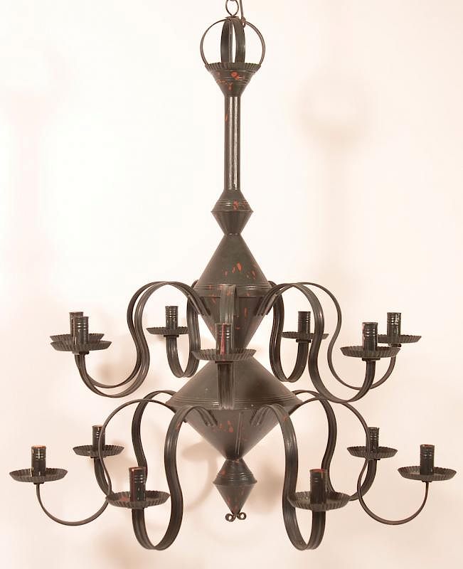 Appraisal: Jerry Martin Tin Arm Candle Chandelier Large Jerry Martin Tin