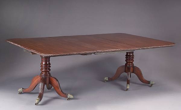 Appraisal: A George III style mahogany two pedestal dining table last