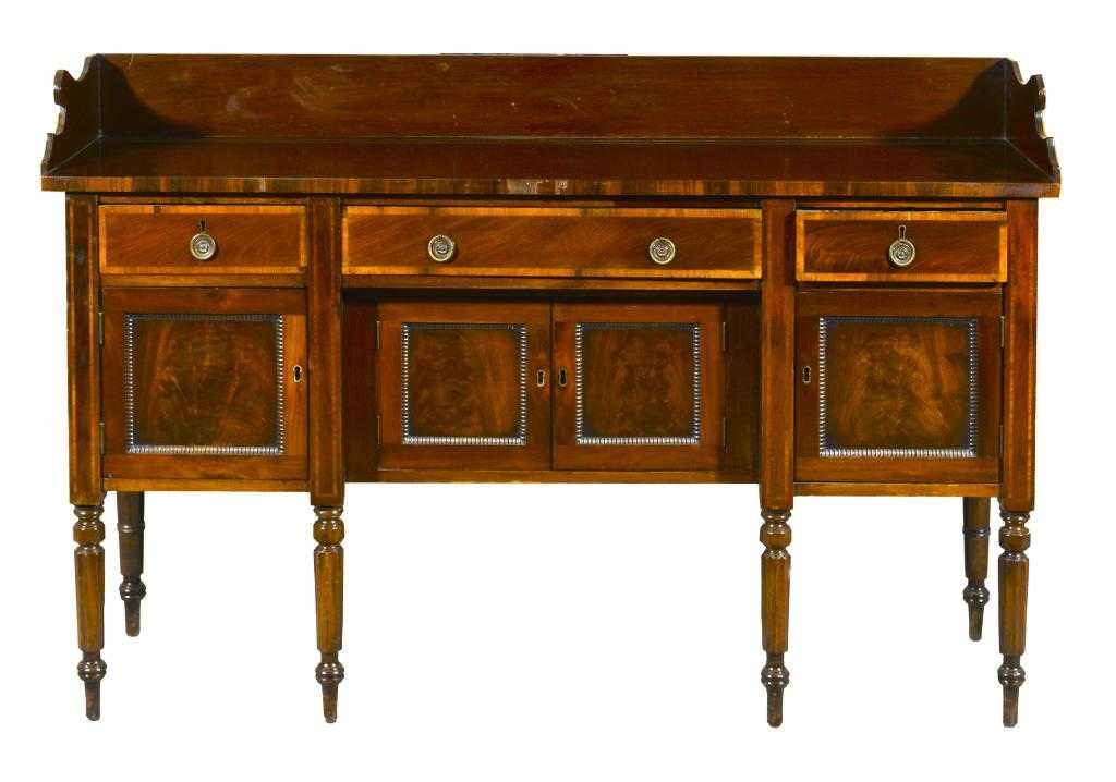 Appraisal: AN EARLY VICTORIAN MAHOGANY SIDEBOARD POSSIBLY IRISH the galleried rectangular